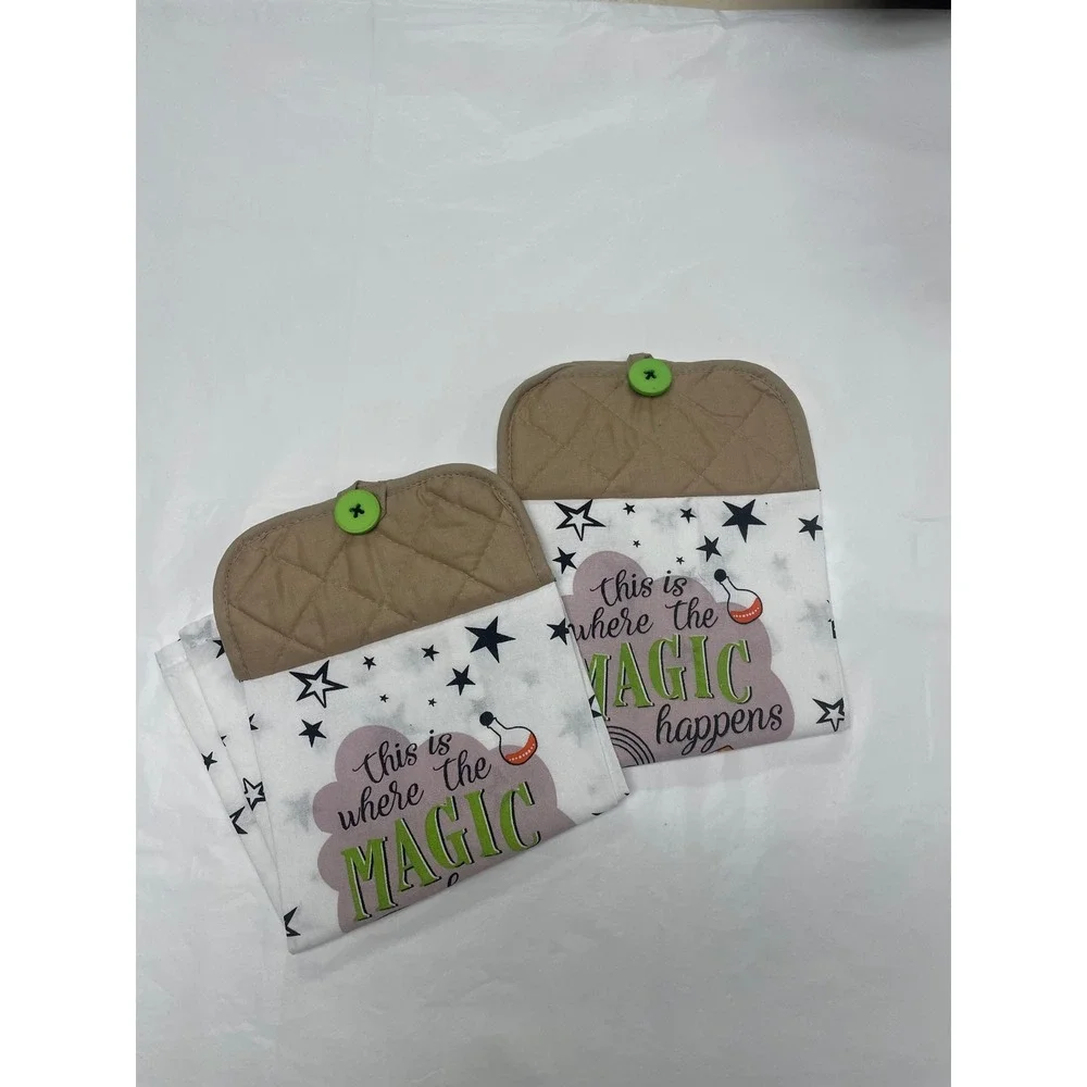 Halloween Hanging Kitchen Towels 4pc Set Bone Appetit Magic Happens Spooky Decor